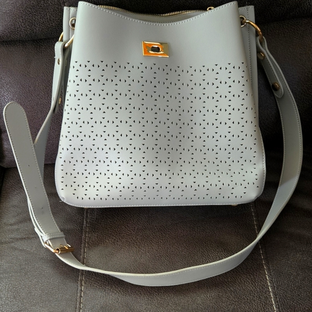 "Mellow World" Gray Women's Bucket Bag 12" X 10" X 5" Lightly Used